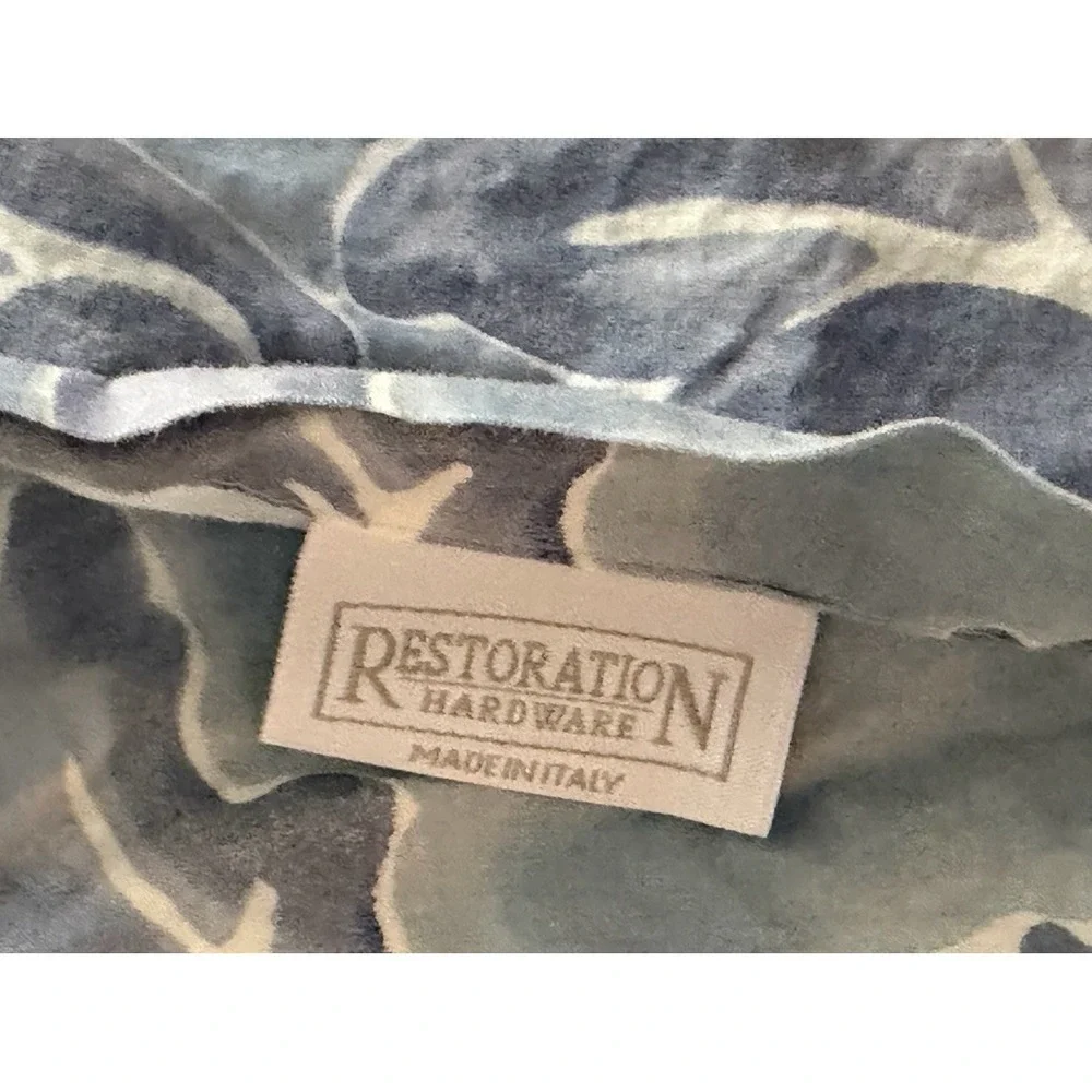 Restoration Hardware Blue Amalfi Rave Queen Size Duvet Cover Set Shams Italy
